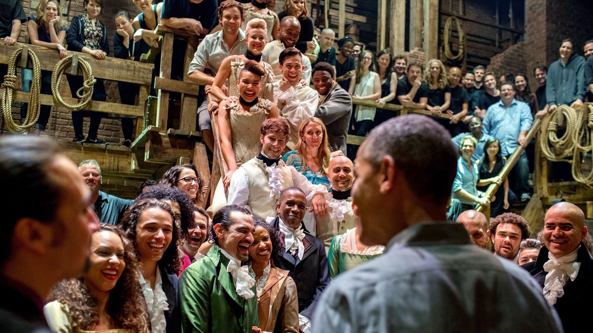 Obama greets the cast of Hamilton