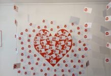 Postcards arranged in a heart