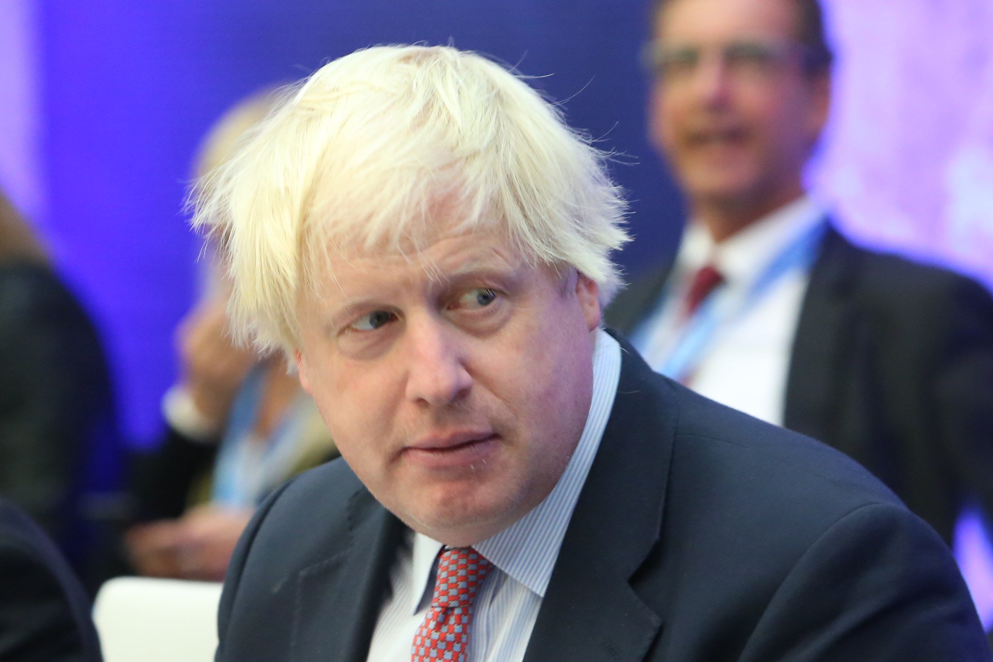 Boris Johnson looks perplexed in a close-up.