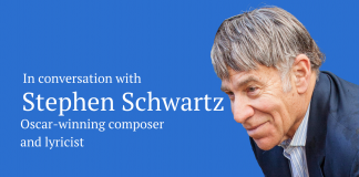 "In Conversation" banner with photo of Stephen Schwartz