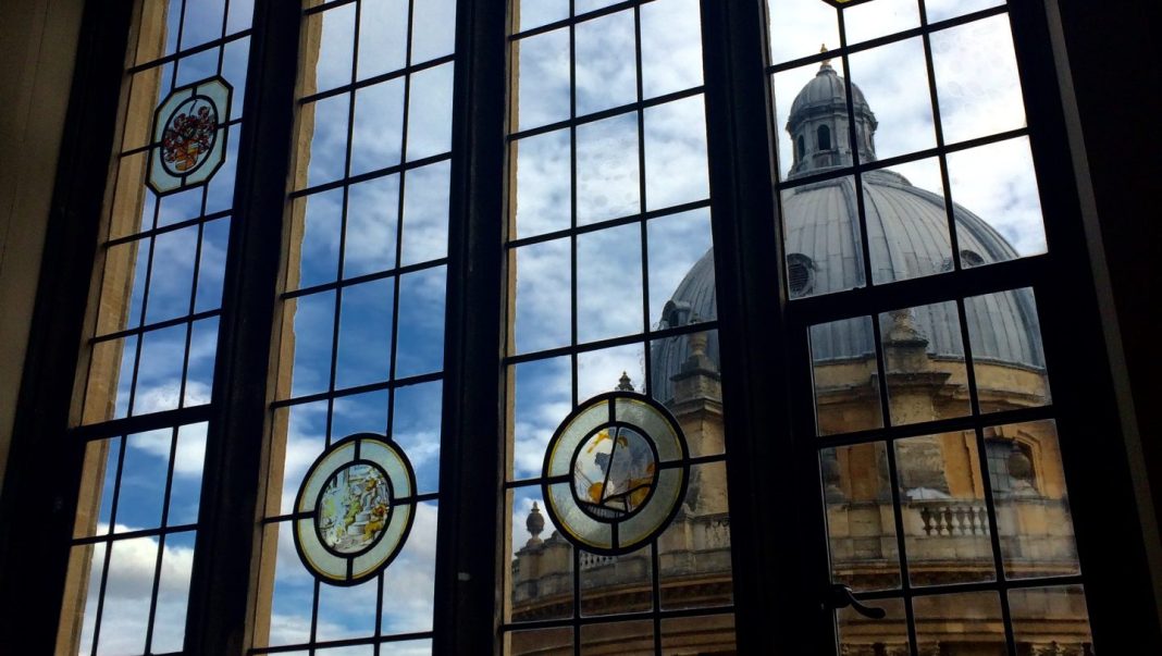 View of Radcliffe Camera through Old Bodleian Library window