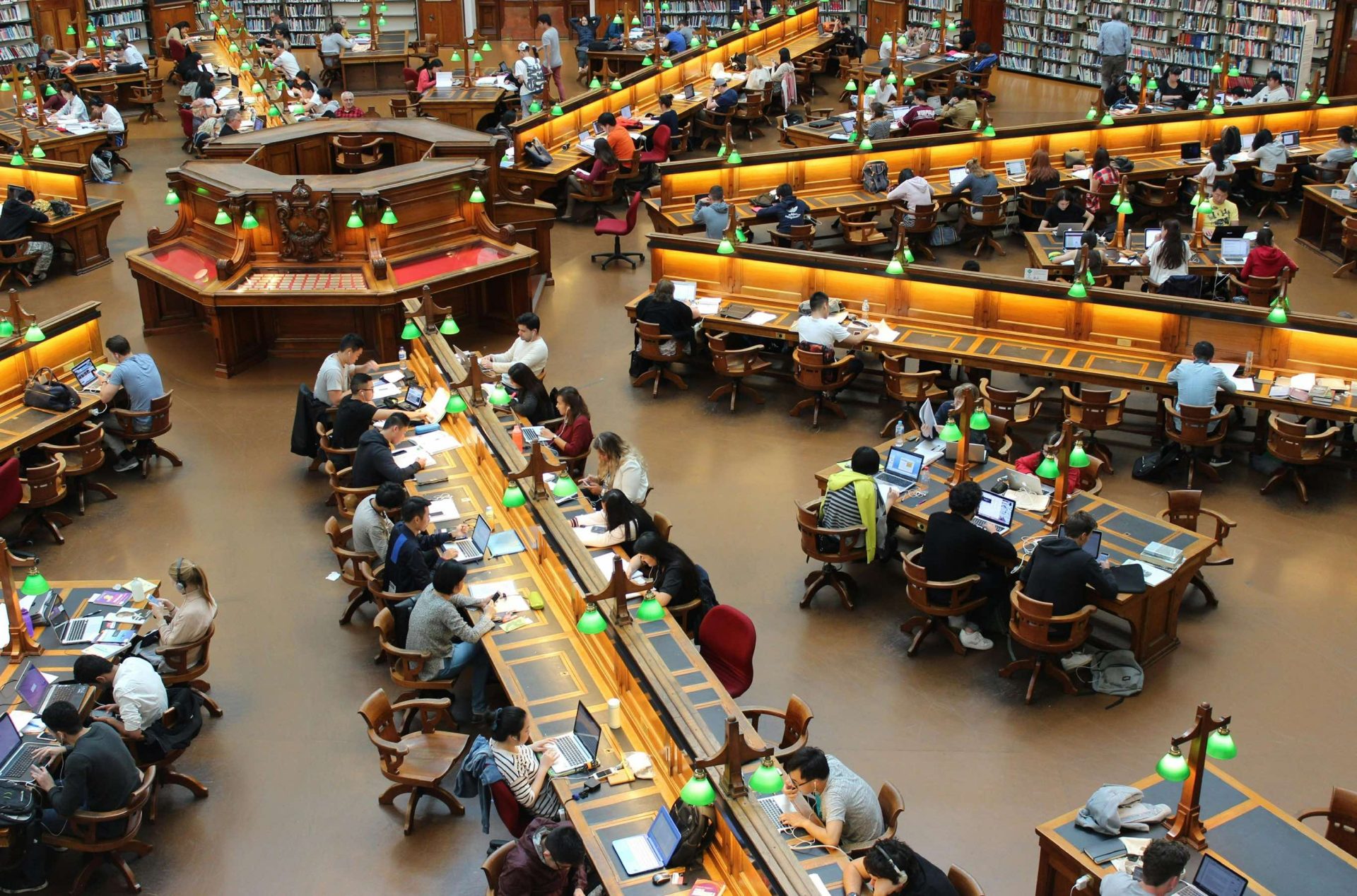 Students working in the Radcliffe Camera