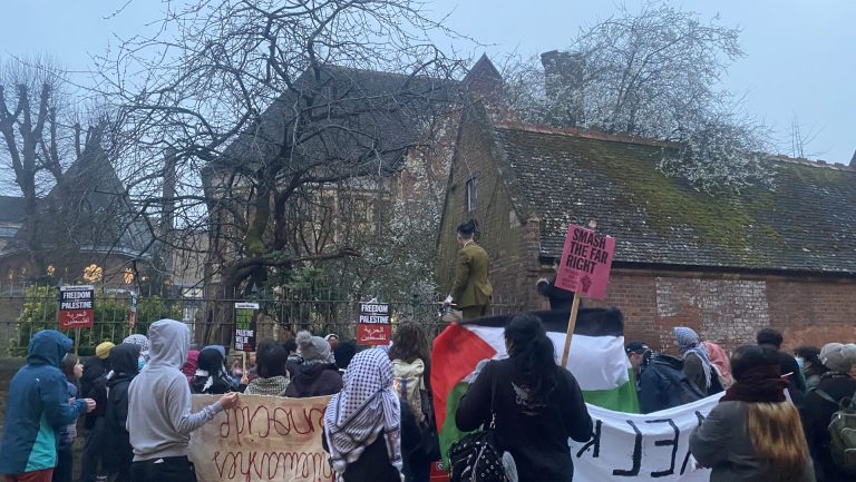 Dozens protest Suella Braverman’s appearance at the Union
