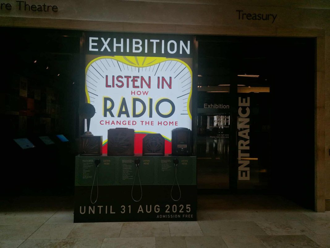 Display and logo for the 'Listen In' exhibition