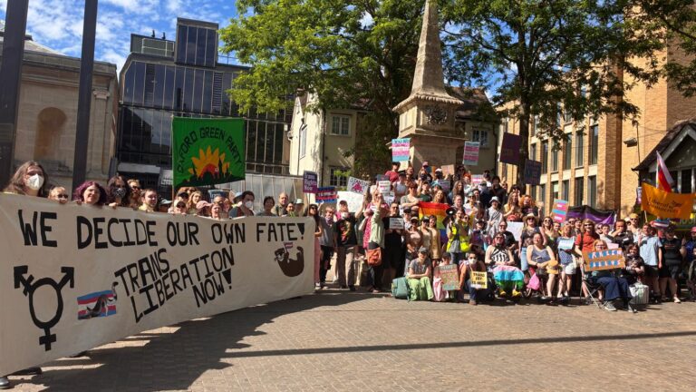 Transgender rights protest in central Oxford following updated EHRC guidance