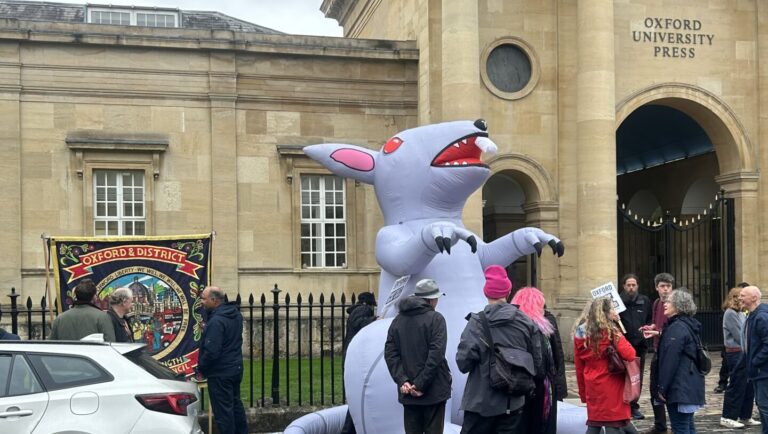Striking workers demonstrate at Oxford University Press